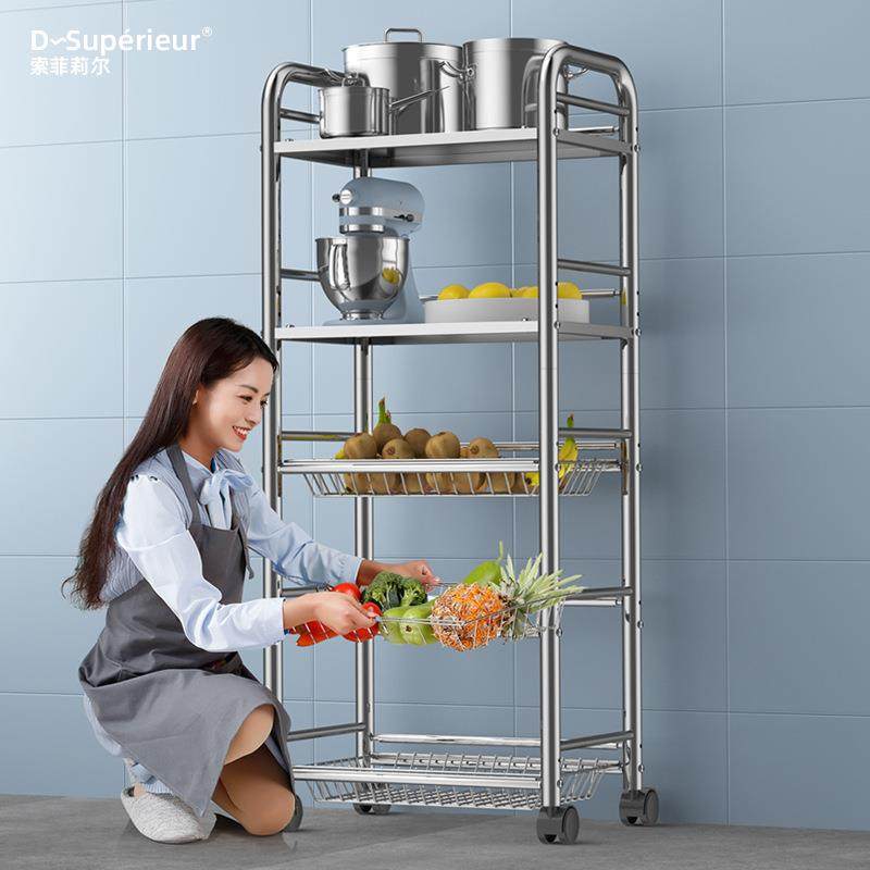 厂家直销加厚不锈钢置物架厨房多功能收纳架落地带轮子置物架定制,厨房/烹饪用具,抹布架/厨房清洁收纳架,淘宝优惠券,粉丝福利购,淘宝优惠卷