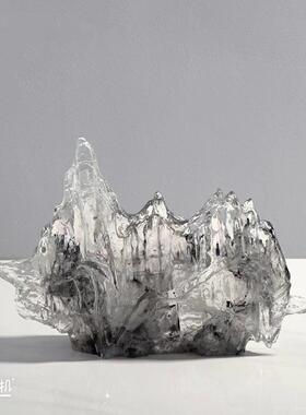 新中式水墨山意境售楼处会所酒店样板房关玄软装饰品摆件工厂直销