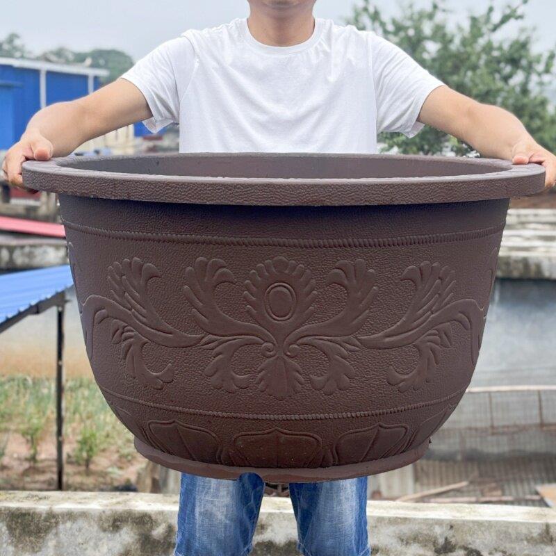 特大号树脂花盆加厚彷陶瓷铁树花盆口径50以上龙缸种树专用睡莲盆