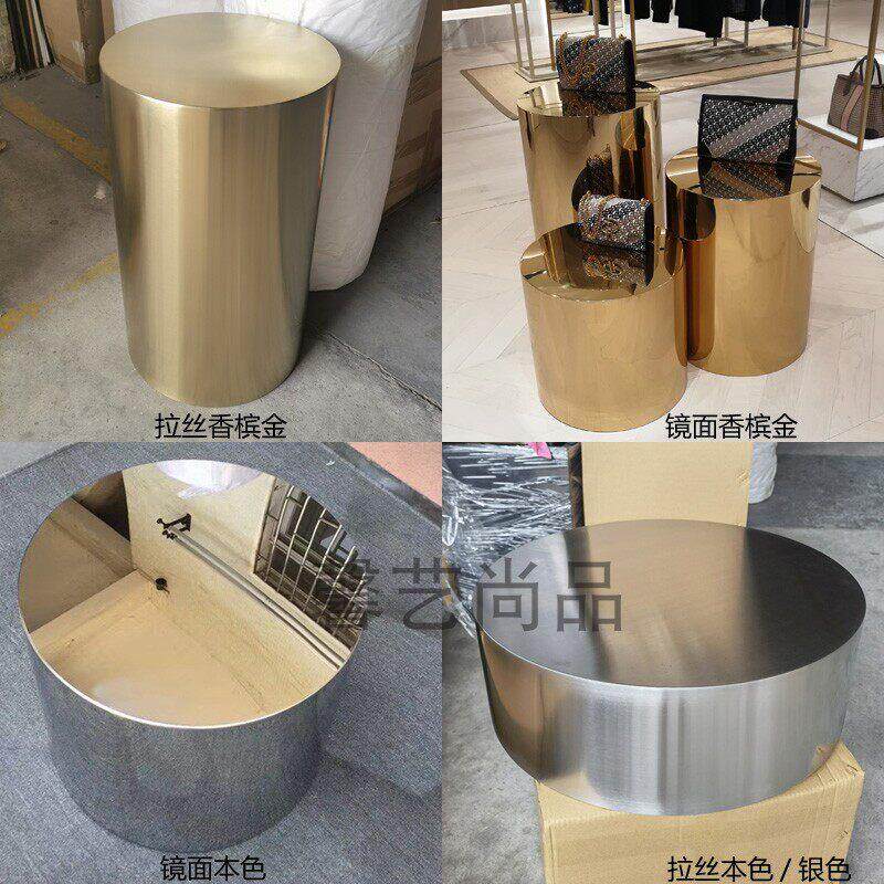 不锈钢展示台小茶几 花盆摆台金属卖场圆形鞋包陈列展台 地台