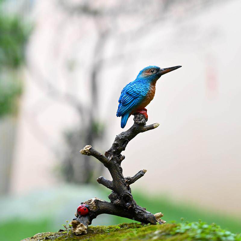 彷真翠鸟叶莺鸟摆件微景观动物小鸟园艺造景DIY材料盆景饰品树脂