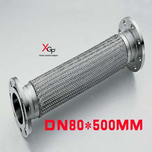 3寸DN80 500MM法兰式304不锈钢波纹管 编织网金属软管 高温高压管