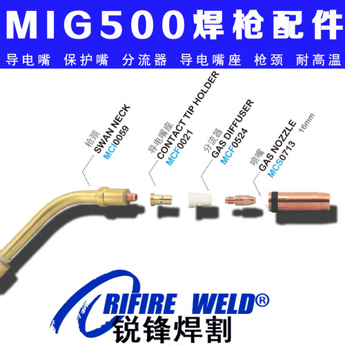 奥太mig500 350脉冲气保焊机枪配件mb501d二保焊枪保护嘴套导电嘴