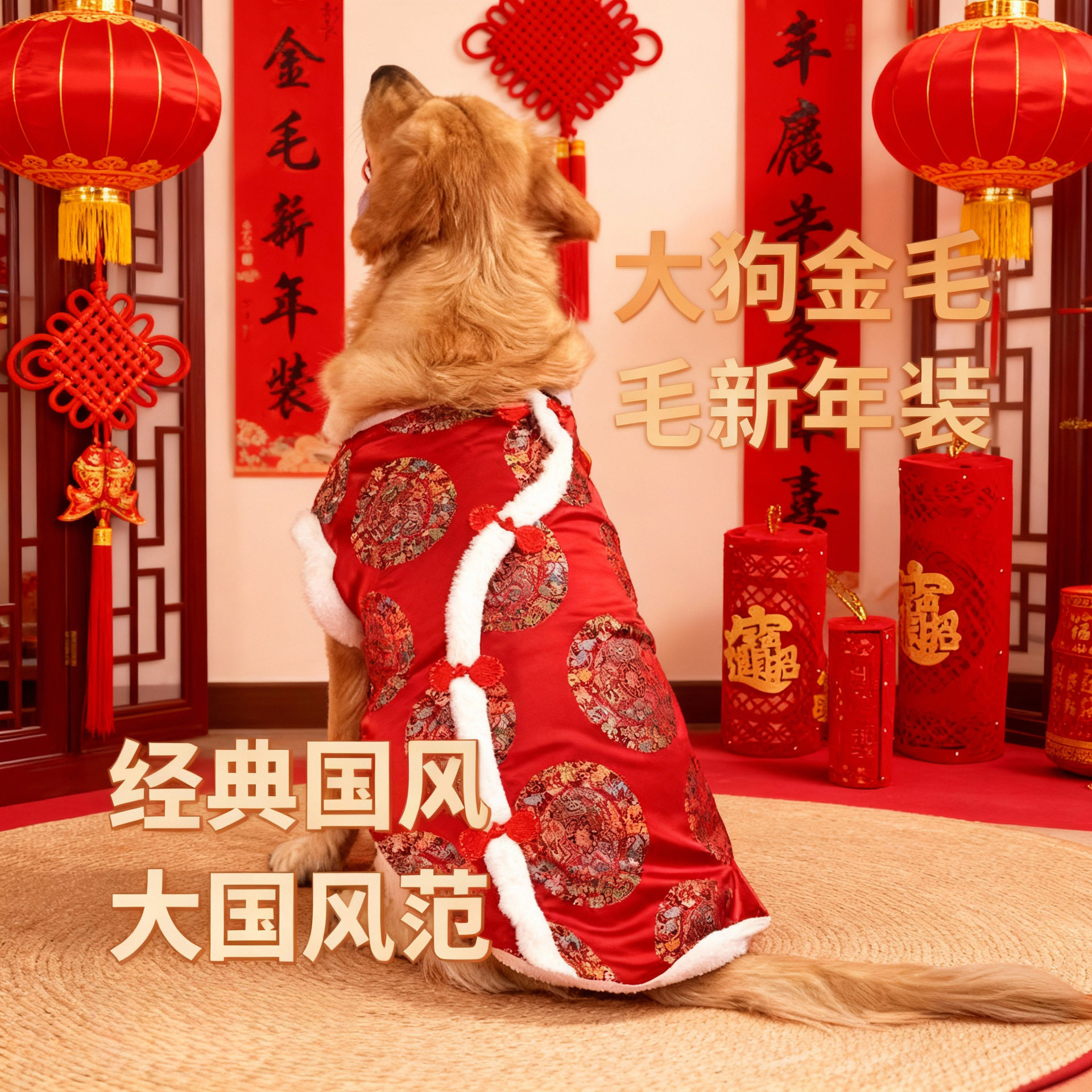 新款唐装大狗宠物衣服秋冬衣服狗狗宠物服装/雨衣