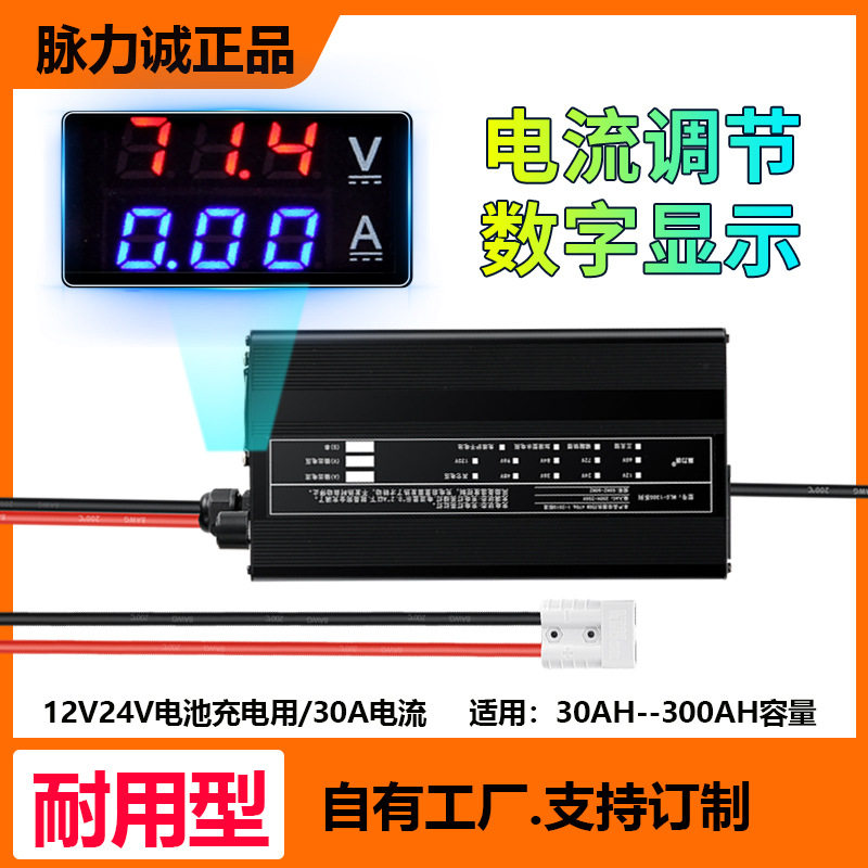 脉力诚电动推高车锂电池充电器12V24伏30A14.6V29.2V大功率快充