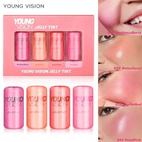 4 Colors Jelly Lip&Cheek Tint Set 唇颊两用腮红棒