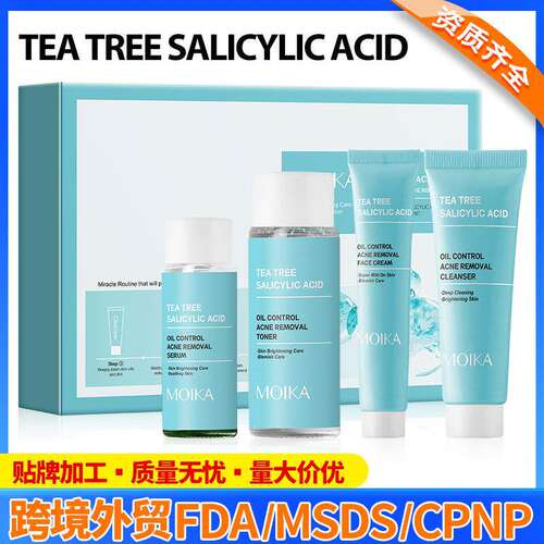 4Pcs Tea Tree Salicylic Acid Set 护肤四件套净润控油