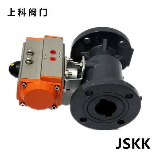 Q641F-10S 耐酸碱气动UPVC塑料法兰球阀 气动PVC球阀 DN15-DN100