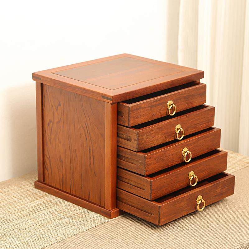 普洱茶盒实木复古风分茶盘茶架叶饼具礼盒抽屉式多层收纳通用包装