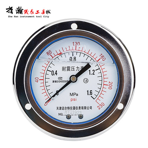 耐震压力表YN-100ZT轴向带边油压表YTN液压防震抗震真空负压40mpa