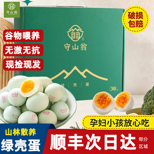 守山翁绿壳土鸡蛋新鲜正宗农家散养柴鸡蛋30枚 笨鲜鸡蛋顺丰发货