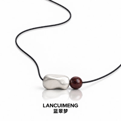 S999足银转运珠小叶紫檀锁骨链