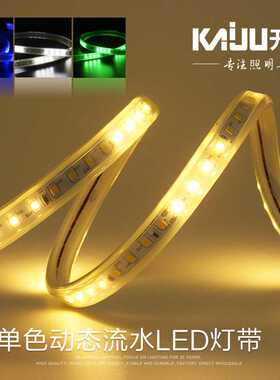 LED跑马流水追逐流动流星工程高压灯带防水改装楼梯亮化单色段跳
