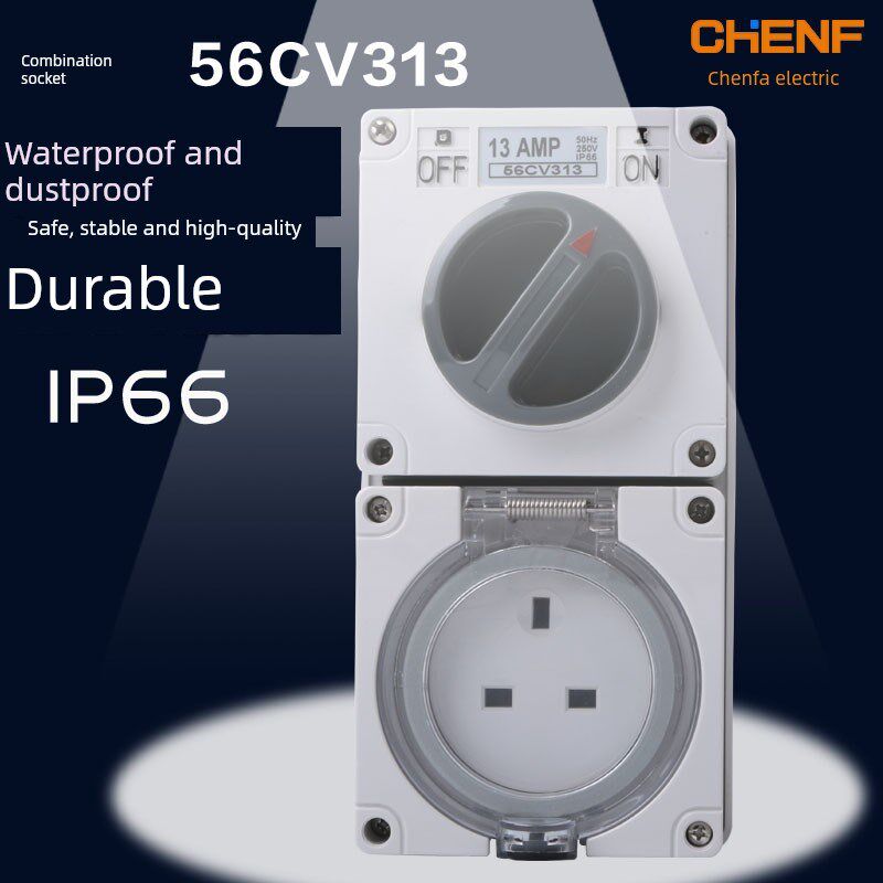 Ip66连接工业插座与英国户外防水插座英国电源开关插座13A