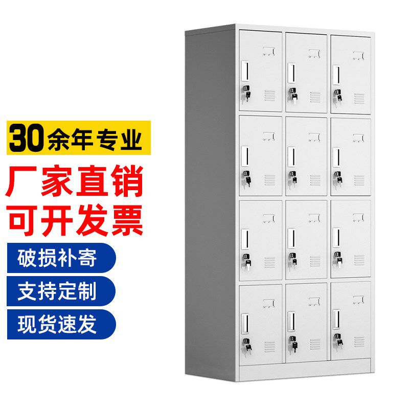加厚钢制12门储物柜员工更衣柜铁皮多门带锁职工存包柜鞋柜碗柜子