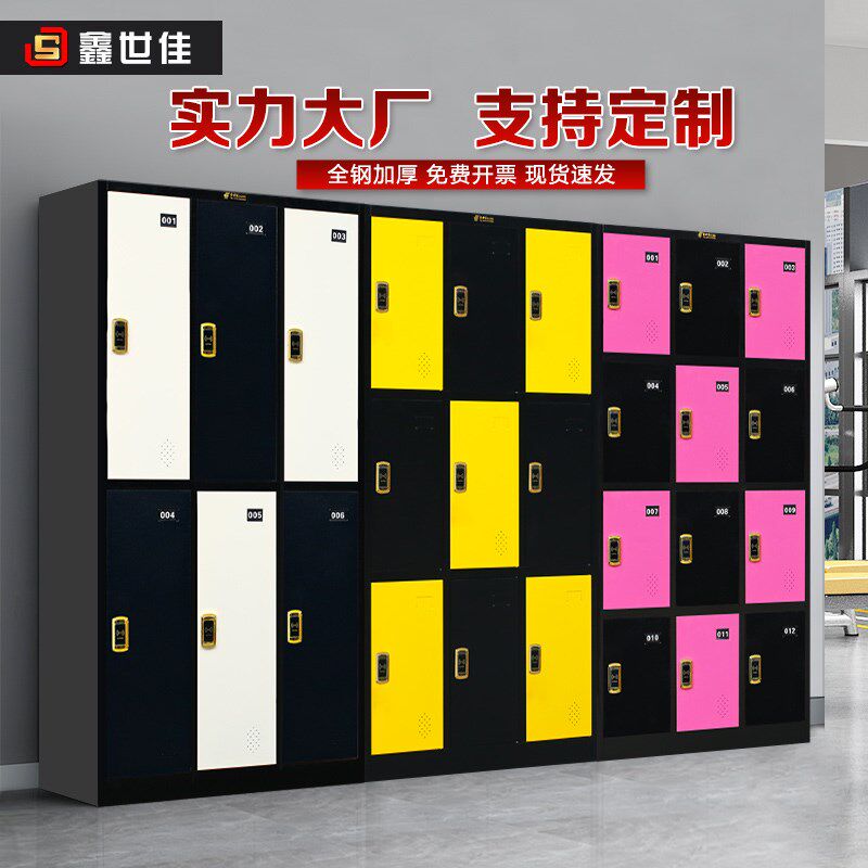 加厚彩色电子感应锁更衣柜储物柜员工衣柜铁皮柜带锁健身房桑拿柜