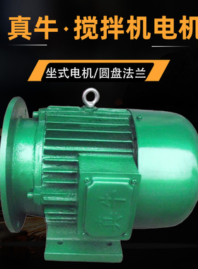 河南真牛YEZ132S-4/5.5KW混凝土水泥搅拌机电机底坐式电动机马达
