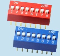 2.54MM拨码开关 平拨开关 红色直插 直脚 2P3P4P5P6P7P8P9P10P12P