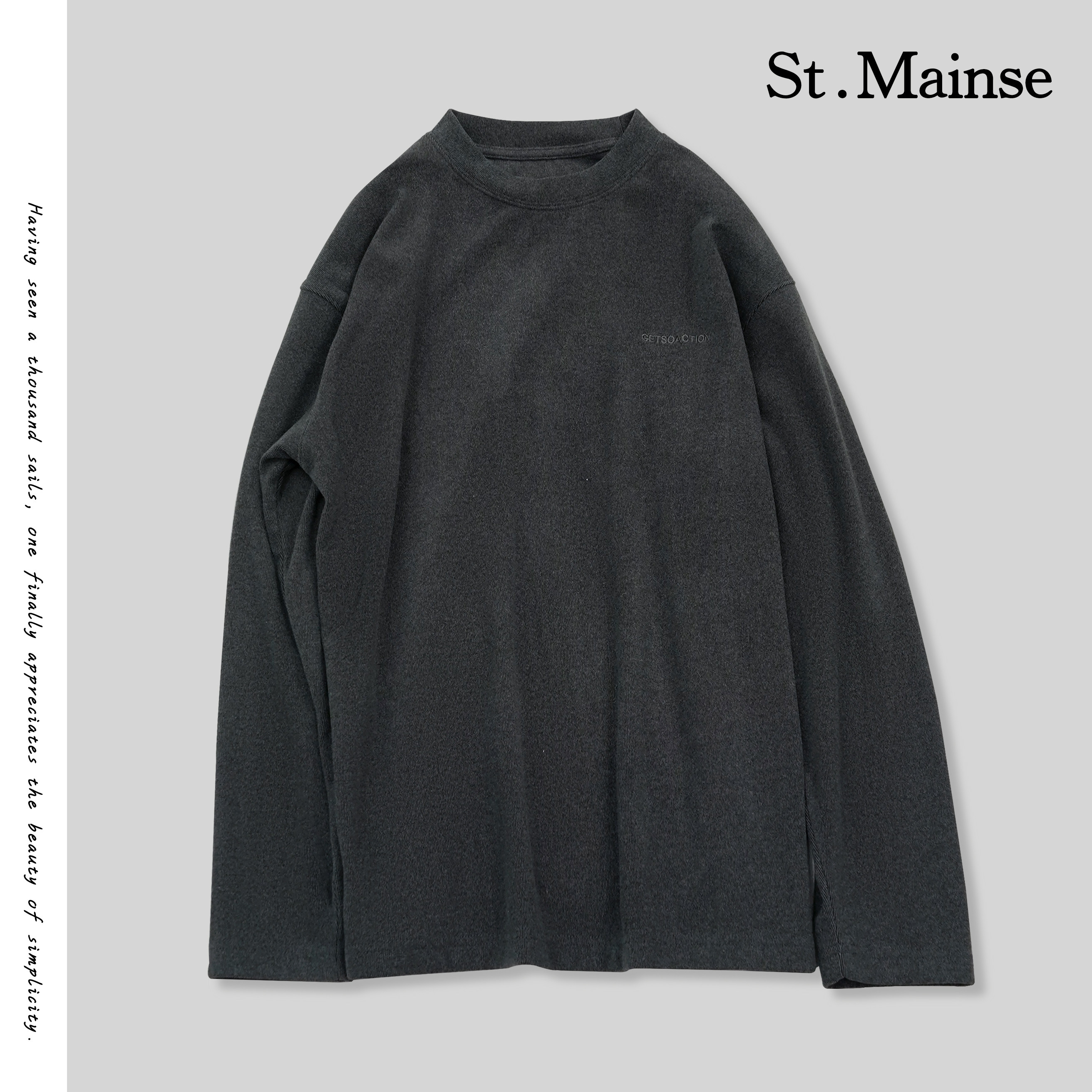 ST.Mainse舒适亲肤宽松打底圆领长袖T恤轻奢痞帅高级感男装清仓