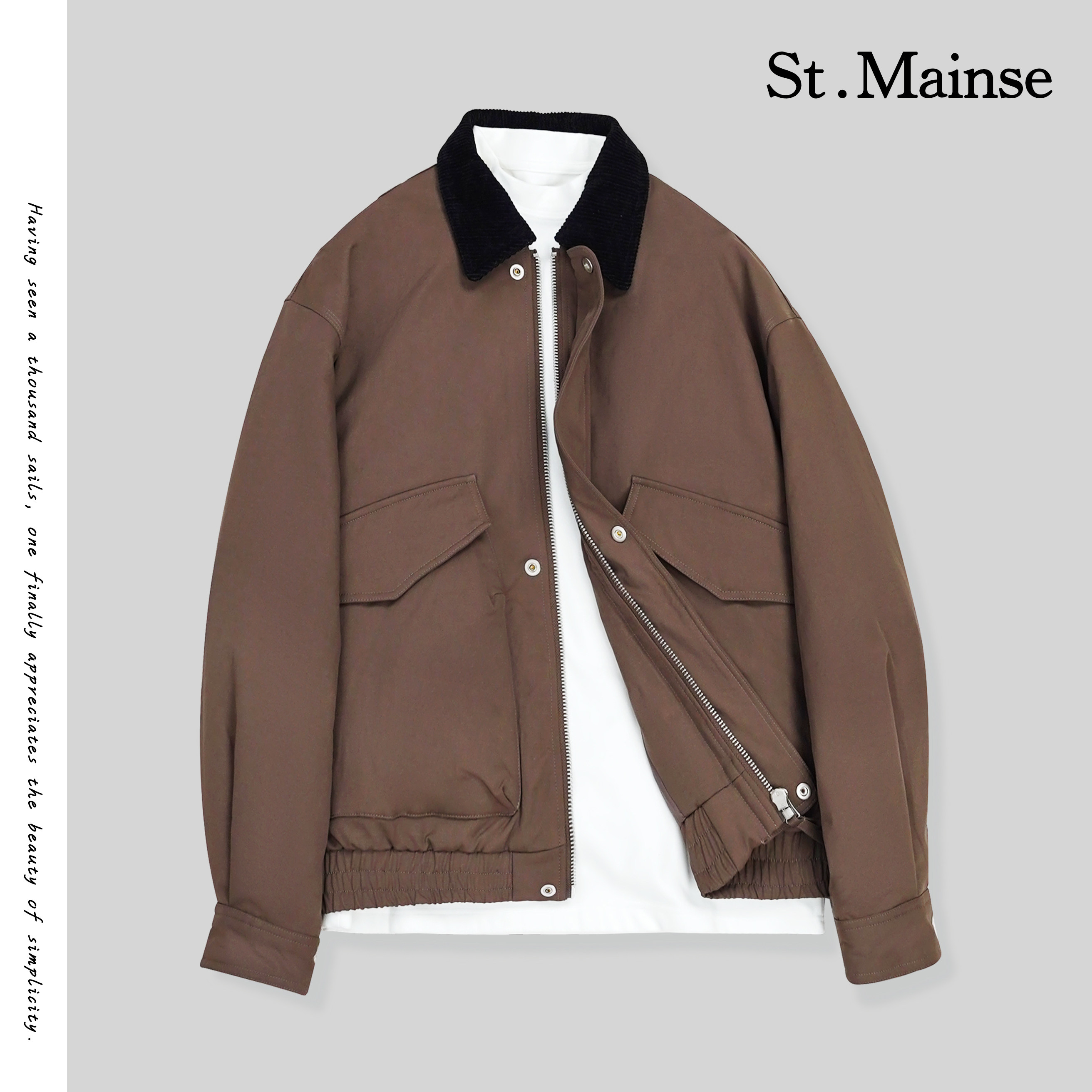 ST.Mainse工装风潮美式飞行员款拼色设计短款羽绒高级感男装清仓