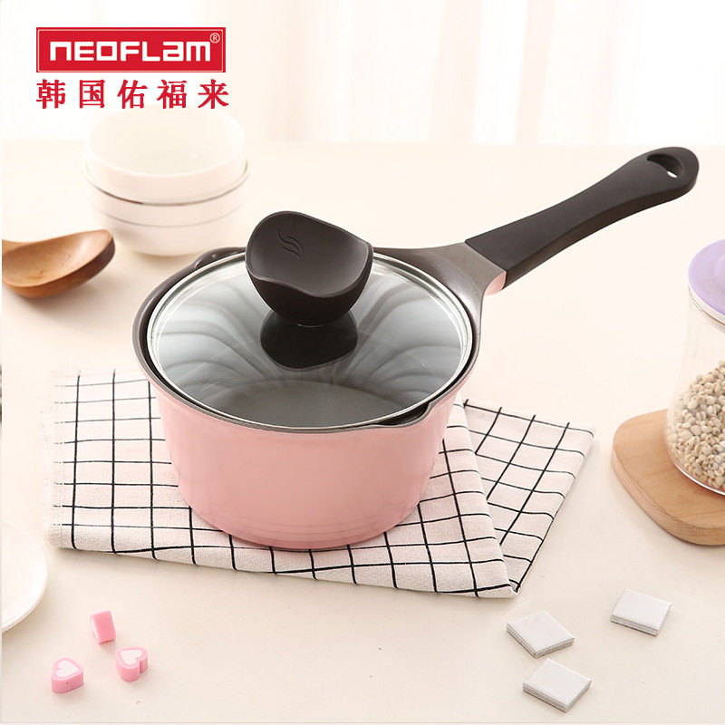 Neoflam陶瓷涂层不粘锅热牛奶泡面煮锅辅食奶锅玻璃盖健康环保