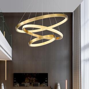 客厅吊灯北欧极简灯具现代简约风大气设计师环形圆环圈圈大厅主灯