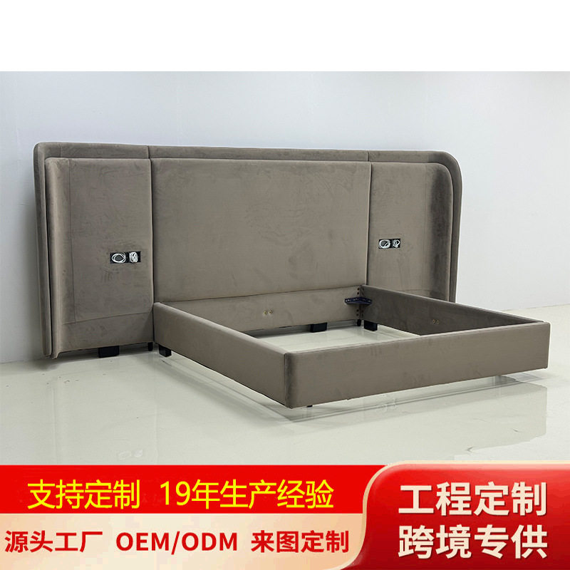 意大利设计师大床高端主卧意式轻奢婚床别墅宽屏床布艺床皮艺床