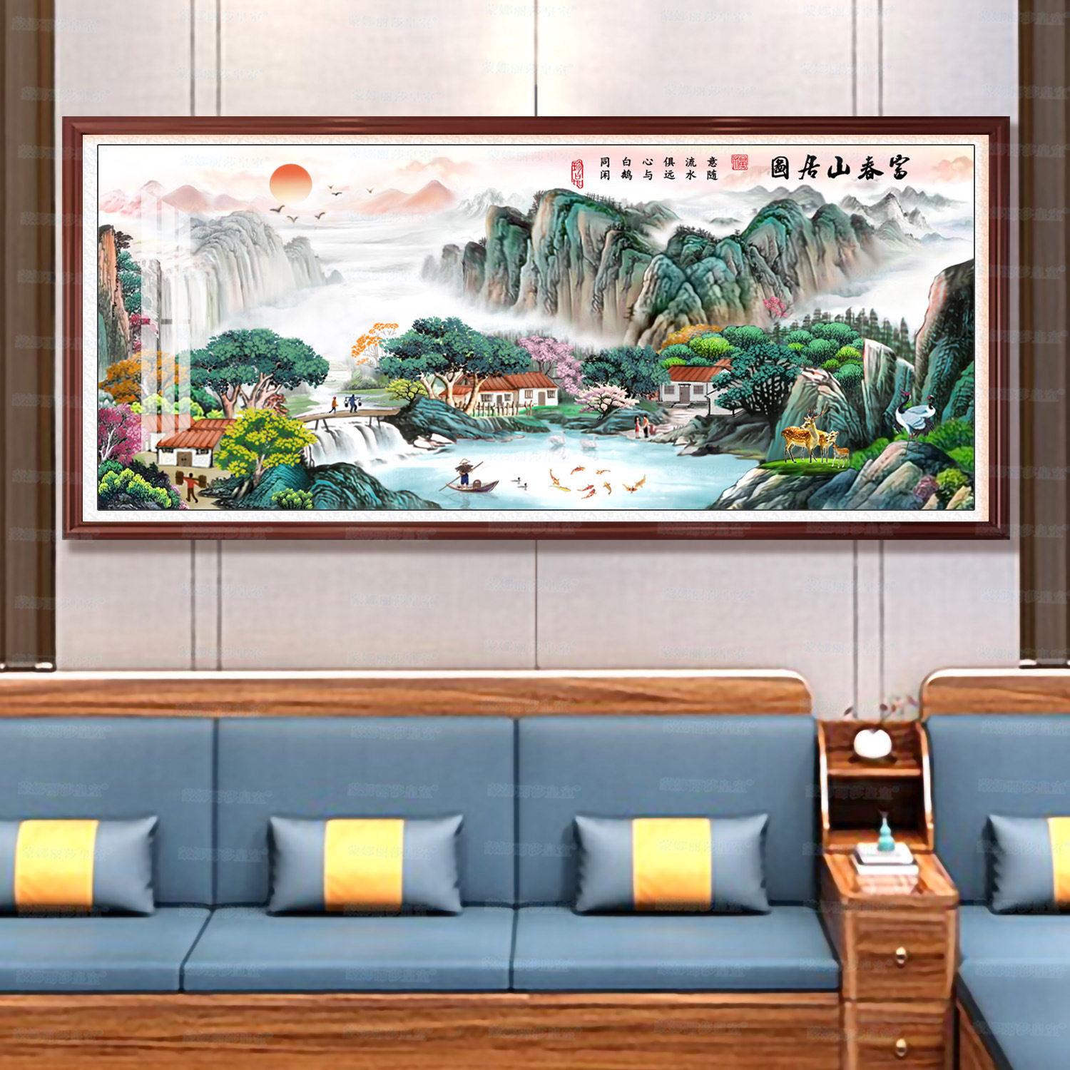 蒙娜丽莎皇室十字绣富春山居图升级版 大幅国画风景手工十字绣