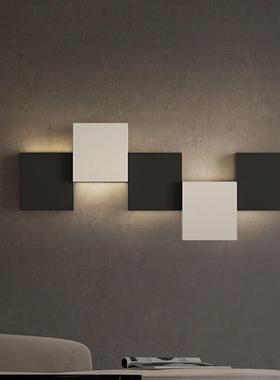 LED壁灯创意方形过道灯黑白组合房间温馨楼梯间壁灯极简北欧风格