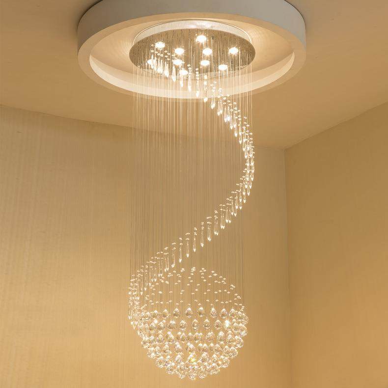 螺旋LED吊灯复式大厅客厅别墅灯楼梯水晶灯吊线灯楼梯灯饰,家装灯饰光源,智能吊灯,淘宝优惠券,粉丝福利购,淘宝优惠卷