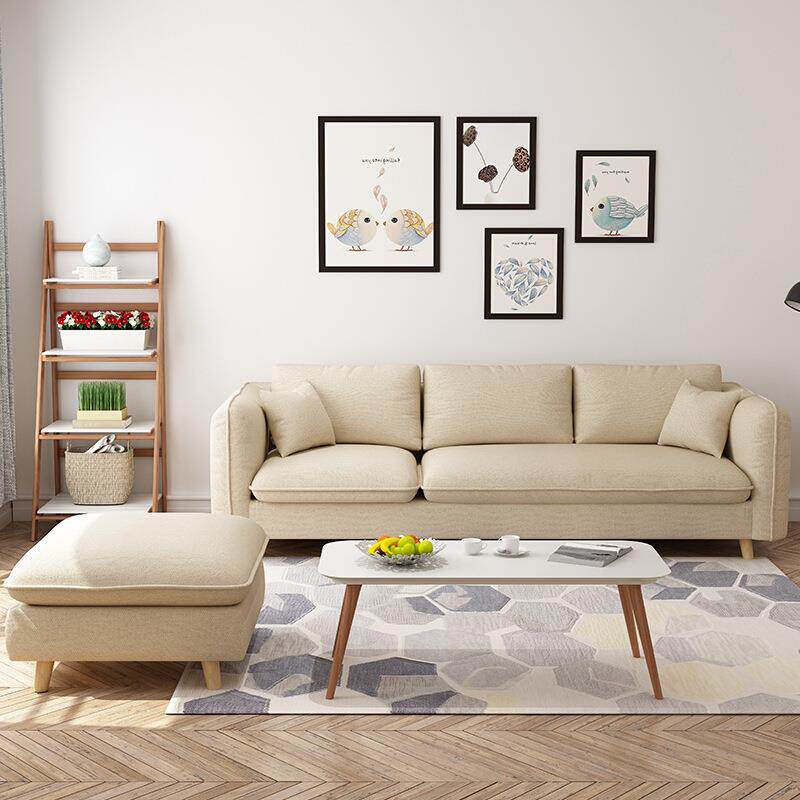 简约现代北欧布艺沙发小户型客厅单双三人位组合可拆洗整装经济型