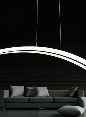 现代超薄创意个性办公室吊灯led餐厅吧台长方形书房鱼线走廊灯饰