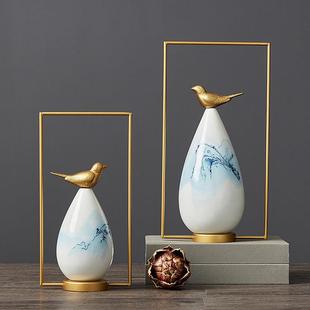 新中式风陶瓷摆件家居客厅玄关博古架书房创意装饰品新古典工艺品