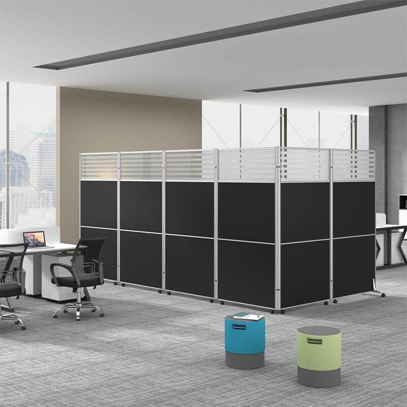 办公室移动屏风隔断现代板式玻璃推拉折叠隔断墙隔离间隔墙板屏风