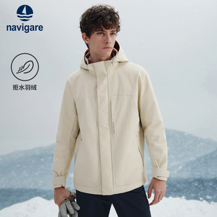 navigare意大利小帆船冬季户外防风羽绒服男连帽防水徒步休闲外套