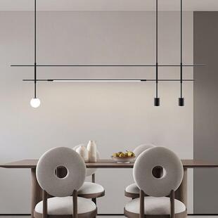工程灯具简约创意前台接待区售楼部会所酒店吧台办公超长长条吊灯