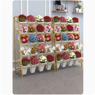 醒花桶花店花架子展示架多层梯形铁艺鲜花桶置物架花卉假花收纳架