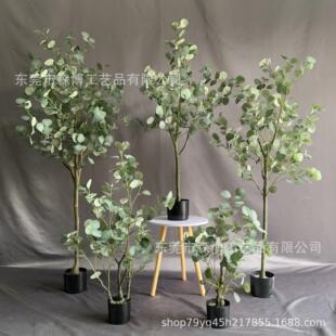 仿真绿植盆栽北欧ins风尤加利树大型假植物金钱叶摆件室内装饰树