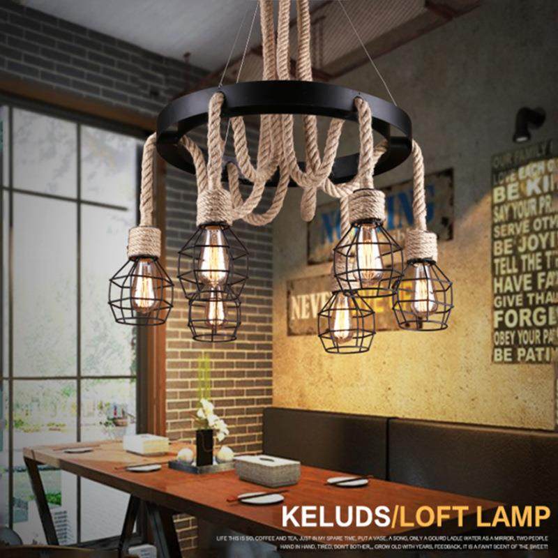麻绳吊灯复古工业风怀旧酒吧咖啡厅网咖服装店创意装饰灯具,家装灯饰光源,智能吊灯,淘宝优惠券,粉丝福利购,淘宝优惠卷