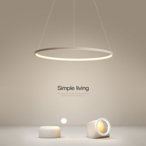 圆形北欧设计师单头吧台客厅书房灯现代简约环形吊灯led餐厅灯具