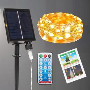 太阳能灯串 遥控户外led串灯防雨水圣诞装饰皮线彩灯 24V露营灯串
