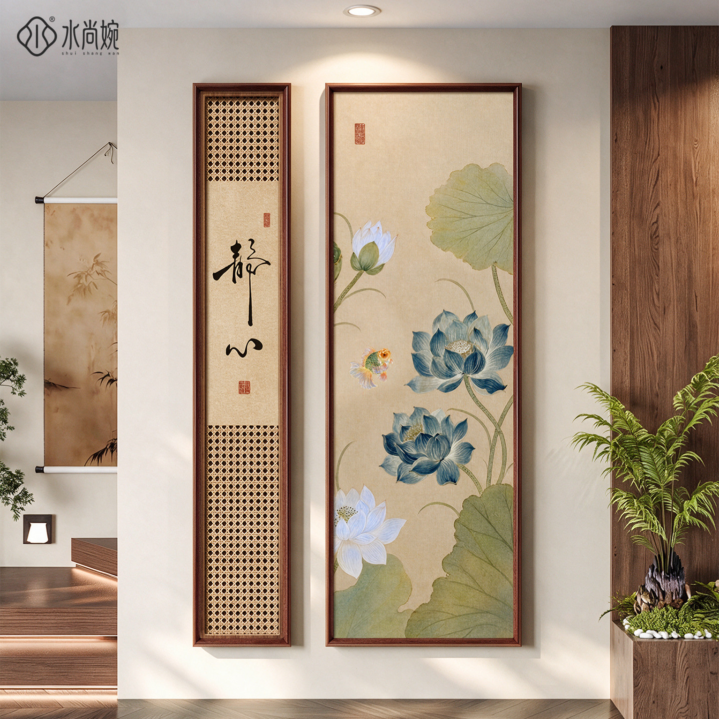 宋式美学荷花图走廊过道装饰画