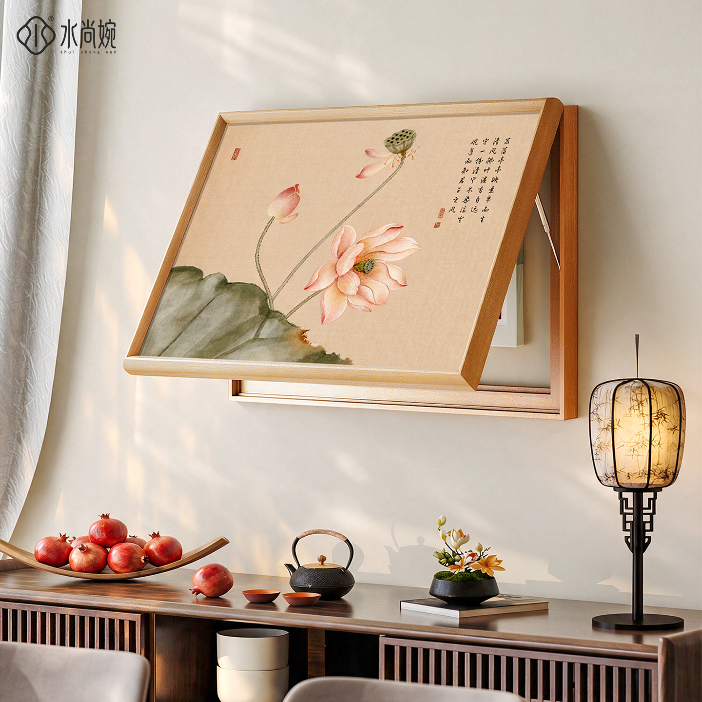 【新款7折】荷花图电表箱装饰画