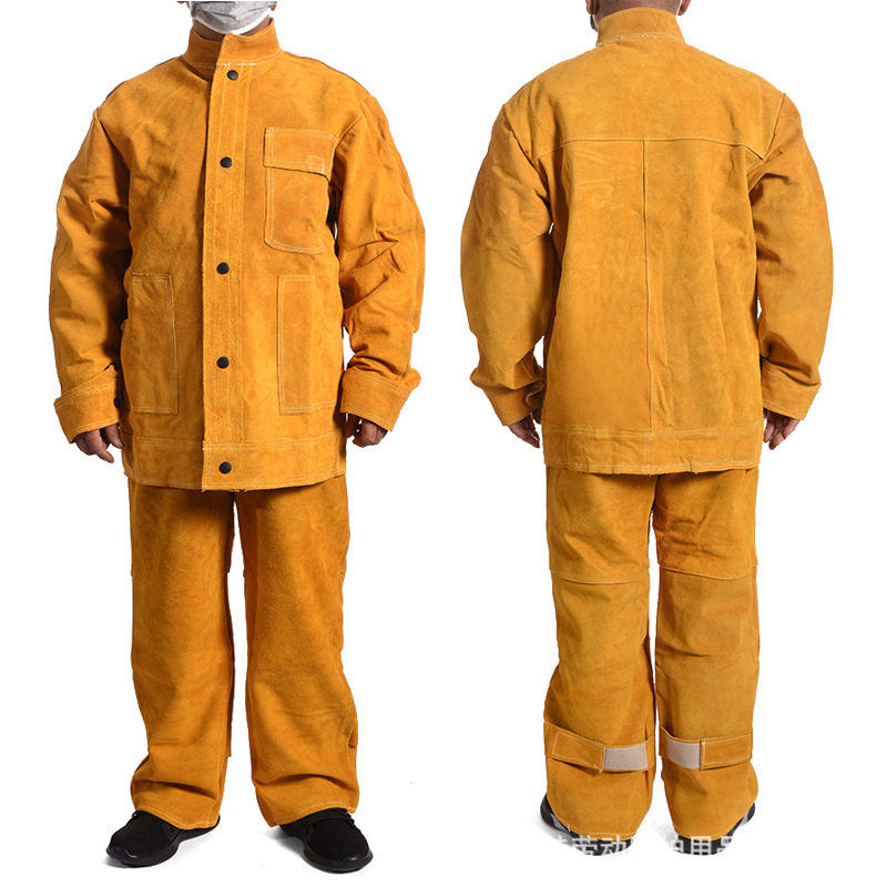 加厚牛皮电焊工作服皮衣防烫耐高温防护服隔热焊接皮裤电焊反穿衣