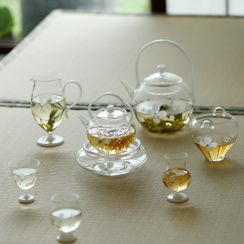 花屿高硼硅玻璃提梁壶绿茶壶小清新功夫茶具茶海公道杯绿茶品茗杯