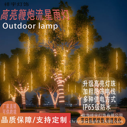 LED流星雨园林装饰灯户外街道亮化庭院防水瀑布彩灯流水鞭炮灯串