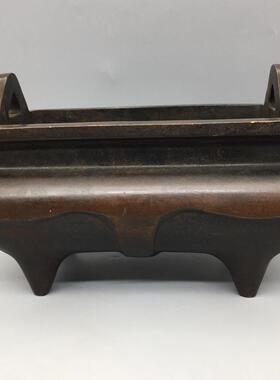 元宝耳四足铜鼎摆件包浆老道造型雅致古玩工艺品基地支持