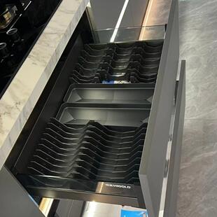 悍高厨房拉篮阻尼双层抽屉式碗篮希勒3.0橱柜铝合金玻璃三边篮