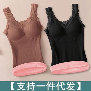 打底搭外加绒 马甲大码小熊背心内仙女吊带保暖蕾丝保暖加厚穿女