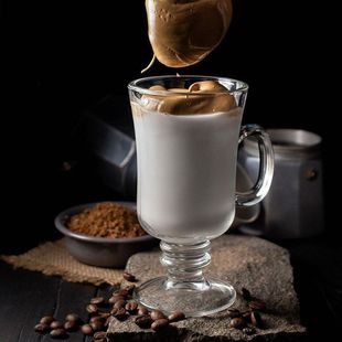 牛奶杯玻璃杯铁耳杯有精致冰花茶果汁创意把拿特色带咖啡爱尔兰